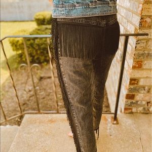 Nasty Gal Fringe Dark Wash Jeans